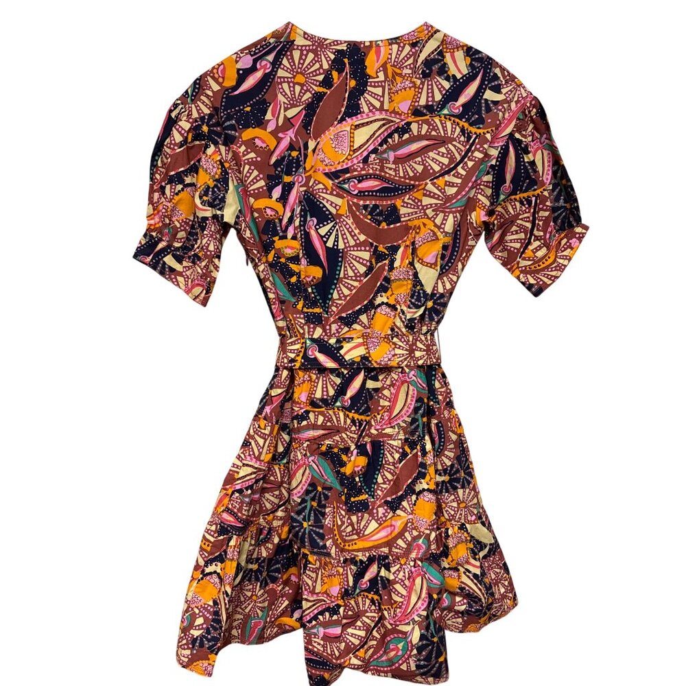 A.L.C. Carey Women's Dress Printed Puff Sleeve Mini V-Neck Fit Flare Size 0 NEW - Picture 7 of 13